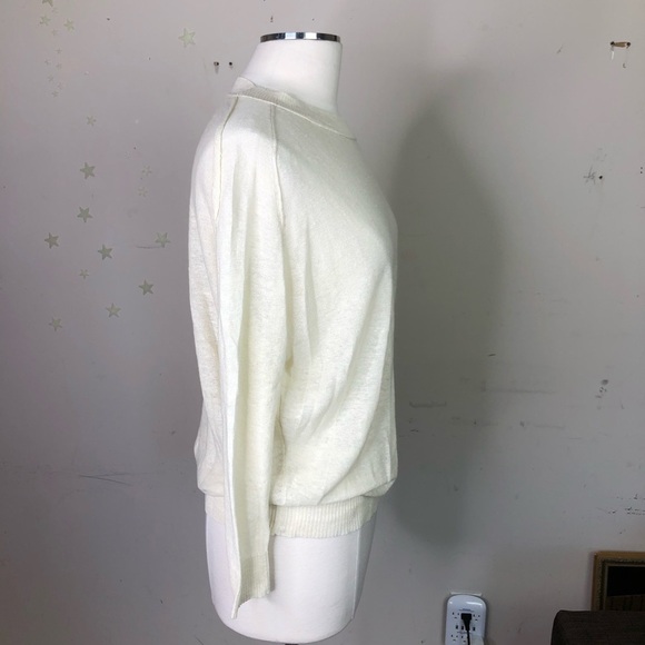 INHABIT cream linen crew neck light weight sweater - Picture 5 of 15